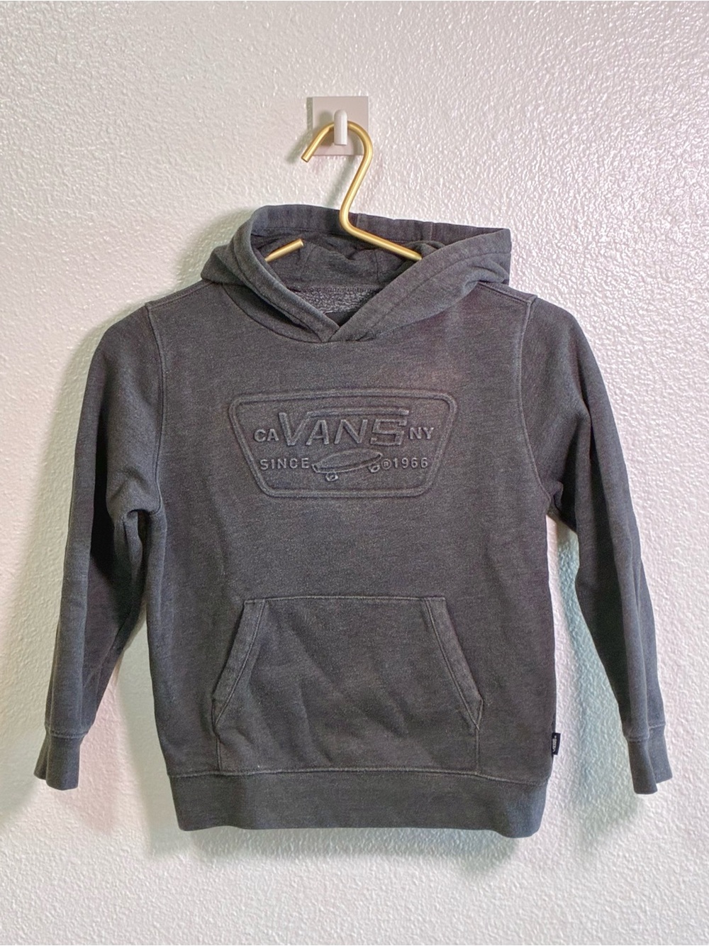 Vans Boys Classic Logo Pullover Hoodie Gray Size 6/L